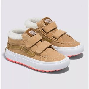 Vans New 12.5c Little Kids Sk8-Mid Reissue V MTE Shoes, Tan Hot Pink Coral Fur